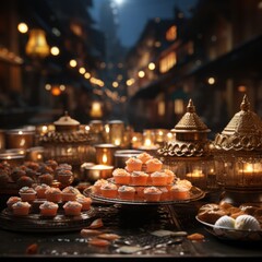 Festive cupcakes and candles glowing ambiance