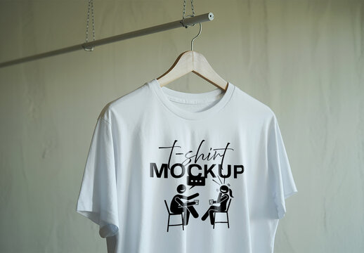 Hanging Tshirt Mockup in Minimal Lighting