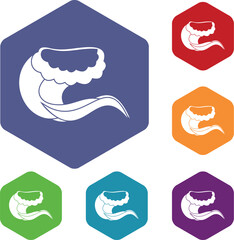 Curling and cracking wave icons set