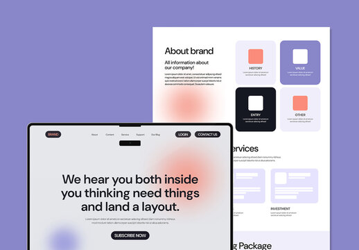 Modern SAAS Brand Website Landing Page Wirefreame Design