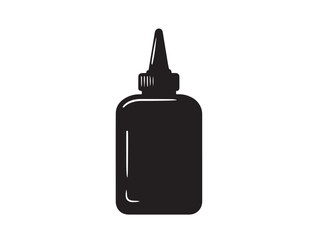 Glue bottle art icon white and black in silhoette white background.