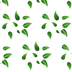 Vector Seamless Pattern with Green Leaves