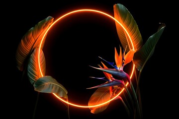 Tropical Flower And Neon Ring