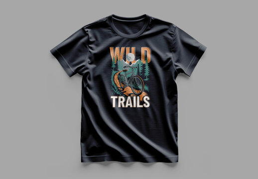 Wild Trails Tshirt Design With Vintage Adventure Cycling Graphic For Outdoor Lovers