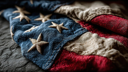 Memorial veterans and independence day celebrated with american flag draped on dark