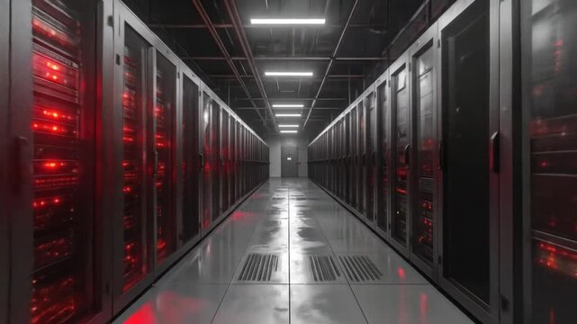Modern Server Room Interior, High-Tech Data Center