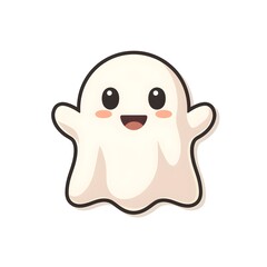 Naklejka premium Playful cartoon ghost with happy face