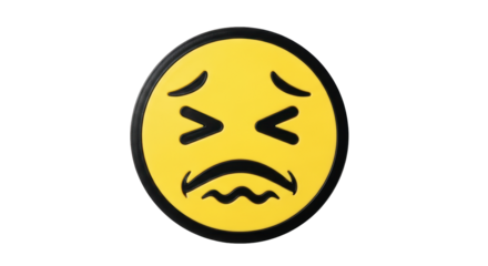Isolated Unhappy Expression Round Icon Yellow and Black Color Negative Mood Icon Design