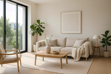 Fototapeta premium scanadinavian living room interior