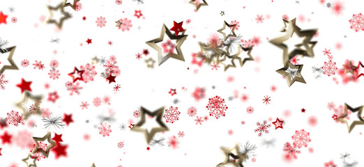 Festive winter background with red and gold stars and snowflakes. Perfect for Christmas, New Year, and holiday designs.
