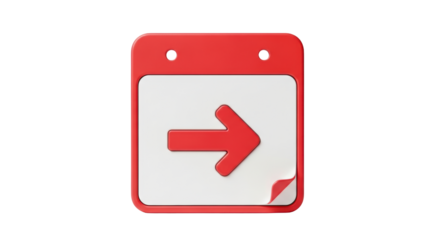 Isolated calendar icon with right arrow denoting schedule, events and upcoming activities
