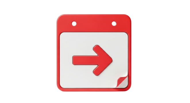 Isolated calendar icon with right arrow denoting schedule, events and upcoming activities