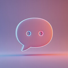 Fototapeta premium 3D Speech Bubble Icon with Neon Glow Outline Conversation and Chat Symbol