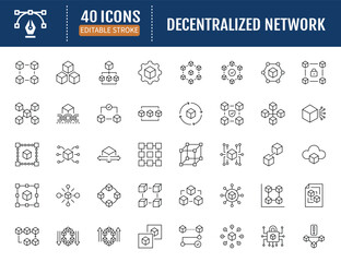 Decentralized network line editable icon set.
Vector Illustration with Editable Strokes
