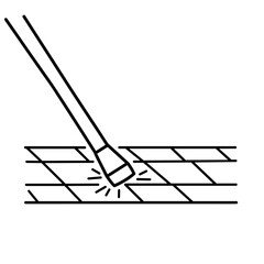 White cane on tactile paving, accessibility icon for visually impaired, blind navigation aid, disability support symbol, inclusive design, vector line illustration, minimal stroke style