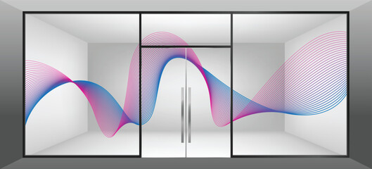 Abstract wave lines for glass graphic design. Glass graphics for Residential and Commercial space. Decorative frosted window film.