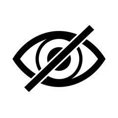 No vision icon, eye with slash symbol, blindness and visual impairment sign, accessibility disability awareness pictogram, vector flat illustration isolated on white background