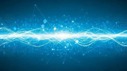 Abstract Light Waves Flowing Across Circuit Board Technology Background - Powered by Adobe