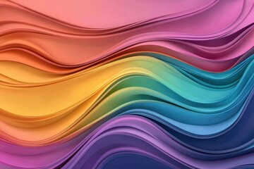 Fototapeta premium Luminous rainbow gradient drifting through curved abstract forms on a serene backdrop.