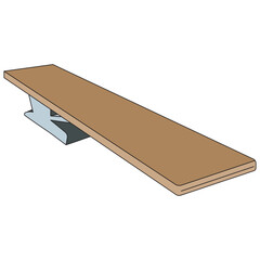 Diving board vector illustration with simple flat design, ideal for swimming pool graphics, sports icons, summer recreation, training equipment visuals, fitness concepts, or creative aquatic artwork.