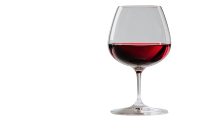 Glass of Red Wine Half Filled Isolated on White Background