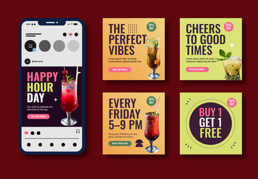 Happy Hour Day Social Media Post