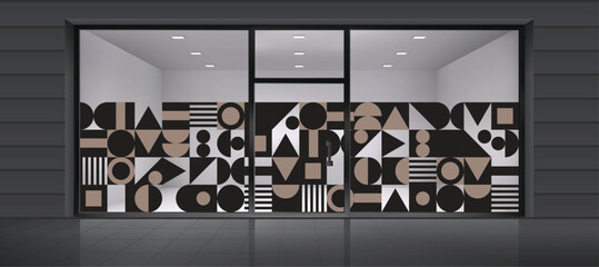 Geometrical pattern for glass partition graphics. Design for office, home, shop entry glass graphic.