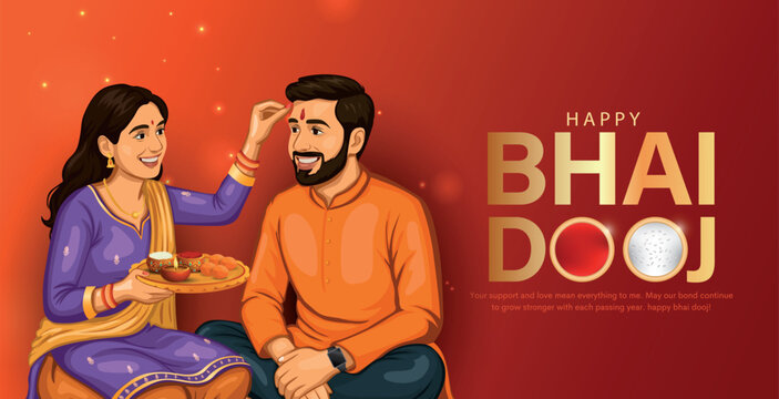 Happy Bhai dooj Indian festival greeting card. Creative vector illustration design.