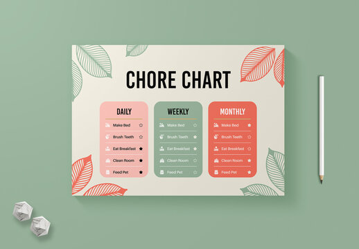Printable Chore Chart Template Design