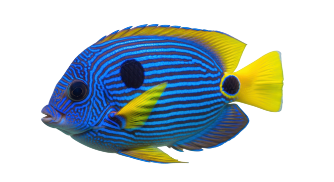 Isolated Blue Line Angelfish Marine Life Beauty Exotic Ocean Creature Aquatic Nature