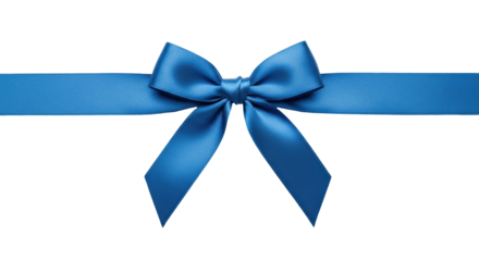 Isolated Blue Ribbon Bow Gift Present Decoration Adornment Holiday Ceremony Event Party