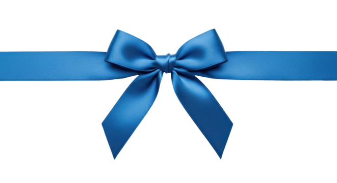 Isolated Blue Ribbon Bow Gift Present Decoration Adornment Holiday Ceremony Event Party