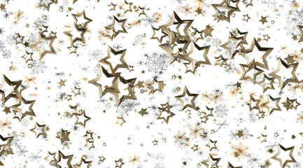Elegant gold stars and snowflakes on white. Perfect for holidays, celebrations, and winter themes.