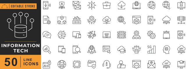 Information Technology line editable icon set. Vector illustration.