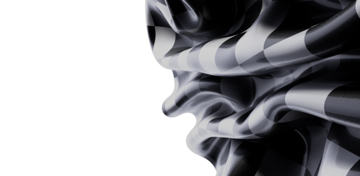 Stylish black and white checkered fabric, draped elegantly. Perfect for design projects needing a sophisticated texture.