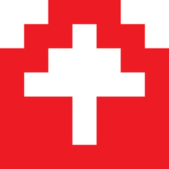 Obraz premium Logo 007. A series of red blocks form a bold geometric pattern against a black background. The design presents a fusion of traditional ethnic ornaments and the aesthetics of digital coding.