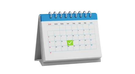 Isolated desk calendar with highlighted date, planning events and tracking scheduled tasks