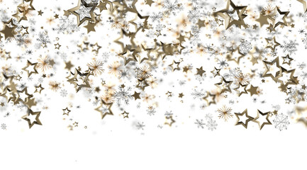 Elegant winter design with gold stars and snowflakes. Perfect for holidays, celebrations, and winter themes.