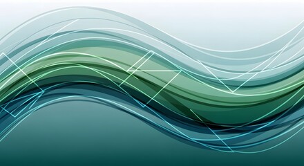 Abstract flowing lines in shades of green and white, creating a dynamic and modern design.