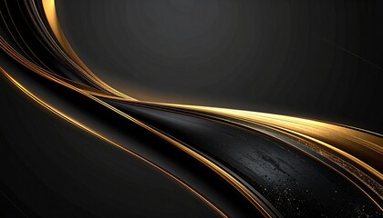 Luxury concept background featuring dynamic golden waves and flowing lines on a dark, sophisticated, and elegant surface