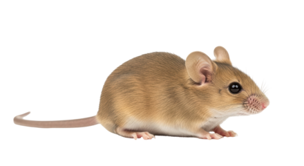 Isolated Brown house mouse, also called Mus musculus, a rodent with large eyes and ears
