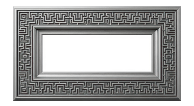 Isolated ornamental frame, ancient Greek maze pattern design, classic rectangular decor