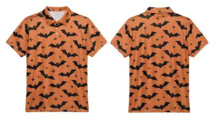 Orange halloween shirt with bat pattern