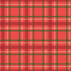 seamless pattern of festive Christmas checkered background; perfect for holiday textile designs, wrapping paper, greeting cards, kitchen decor, and digital projects - vector illustration