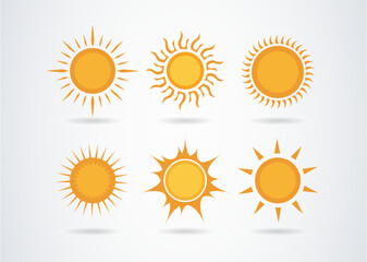 Sunshine vector elements cute Yellow sun icons