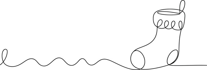 Christmas stocking one line drawing holiday season decoration