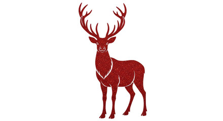 Isolated sparkling glitter reindeer with impressive antlers, elegant silhouette shape