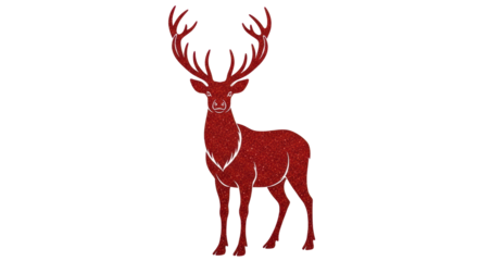 Isolated sparkling glitter reindeer with impressive antlers, elegant silhouette shape