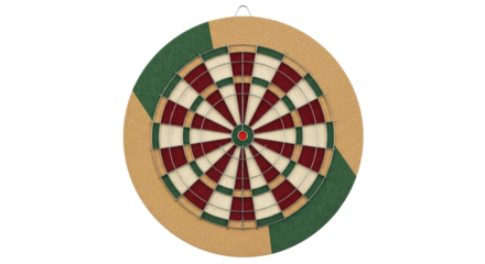 Isolated dartboard used for a dart game, competition target with colors and steel wire on board