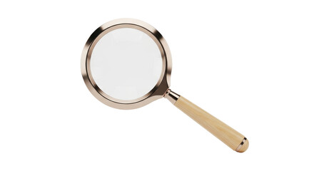 Isolated magnifying glass with wooden handle for looking at something in detail tool object